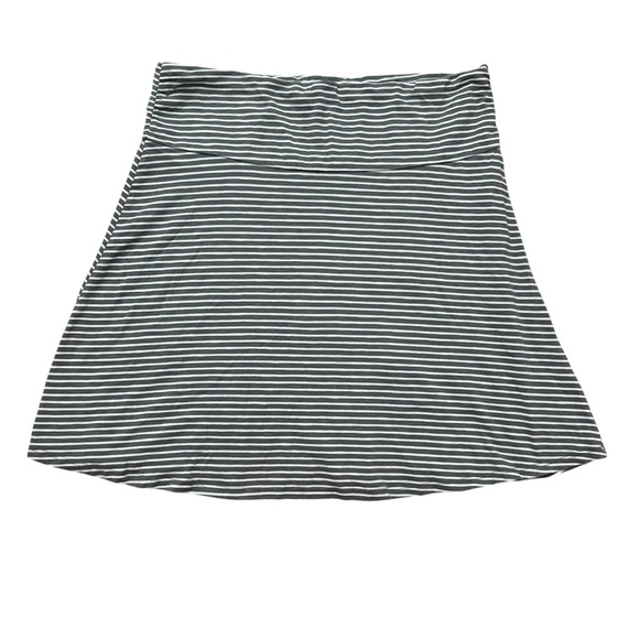 Toad&Co Chaka Skirt Gray White Striped Organic Cotton Large - Picture 2 of 8